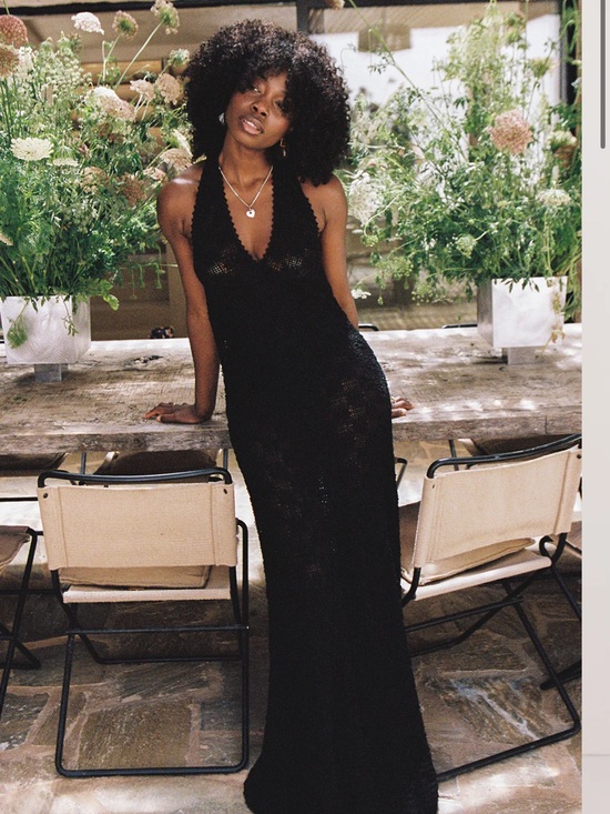DISSH Dresses & Skirts - Diish Agnes Black Crochet Halter Midi Dress